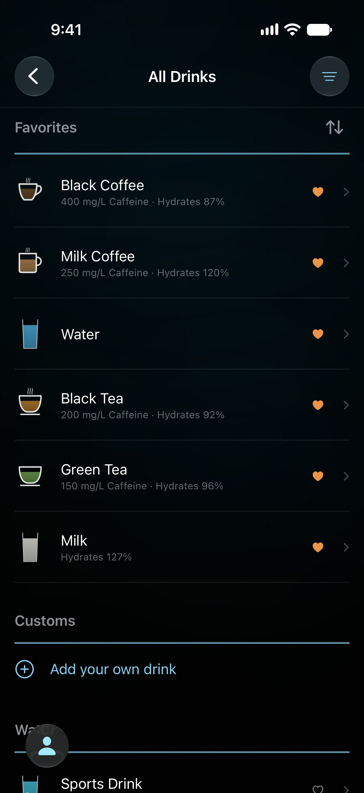All Drinks catalog