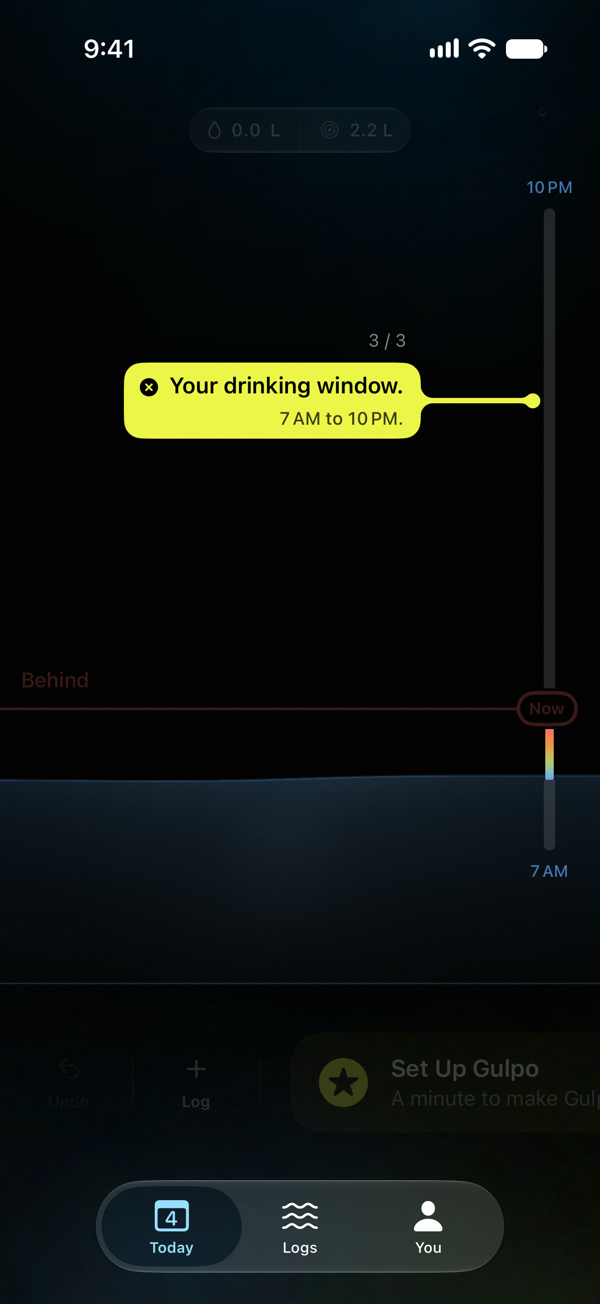 Tour step 3: your drinking window